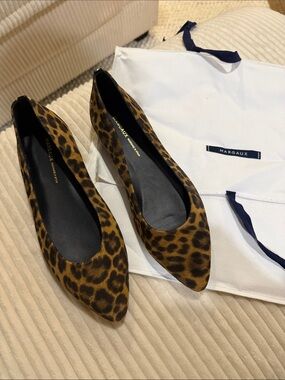 Margaux Leopard-Print Pointed Toe Flats - Brown/Black size 37.5 NBW